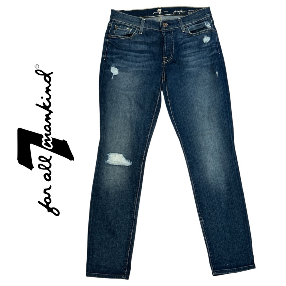 7 For All Mankind Josefina Skinny‎ Button Fly Boyfriend Jeans - Size 26